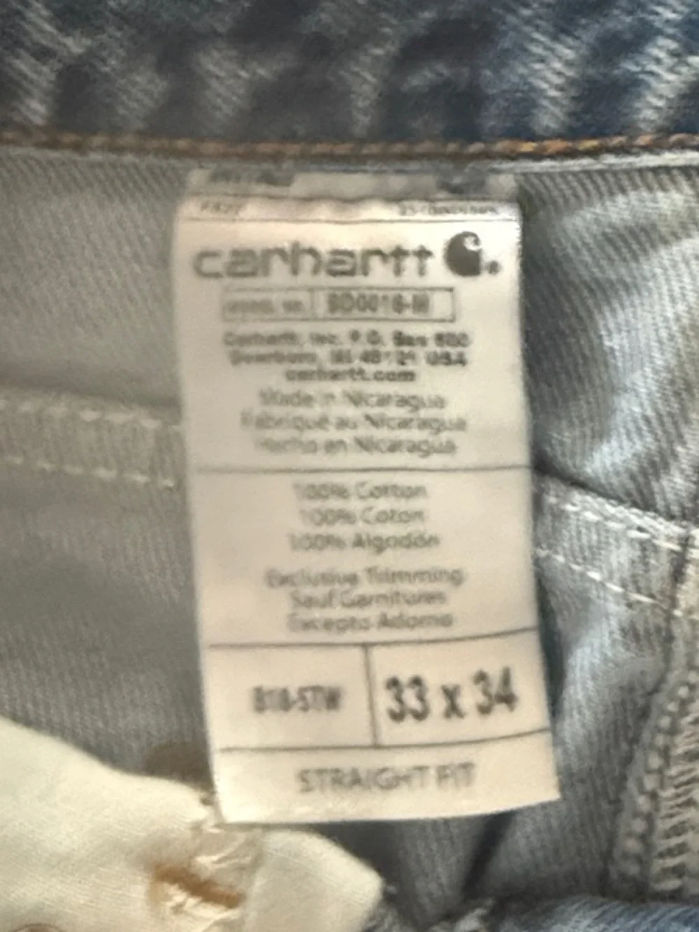 Carhartt Men's Straight Jeans in Blue Denim